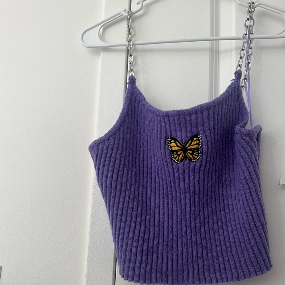 Pretty damage Chain butterfly Croptop